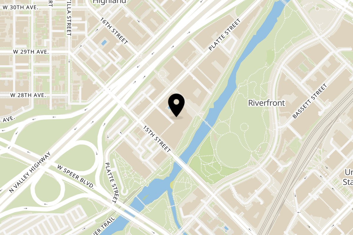 Map showing the location of Saigon Alley on 1550 Platte St in Denver
